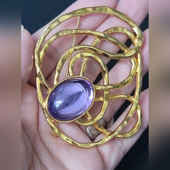 Vintage Avon 1992 "Golden Web" Bookpiece, Modern Abstract Design, Brooch- Estate - Picture 5 of 7